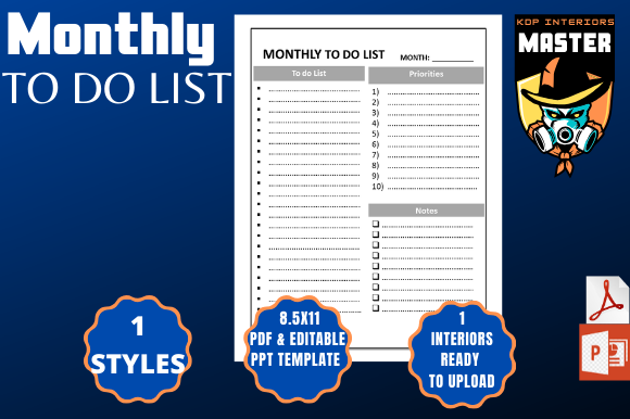 Boost Your Productivity and Profits with the Monthly To Do List: A Must-Have Addition to Your Low-Content KDP Library