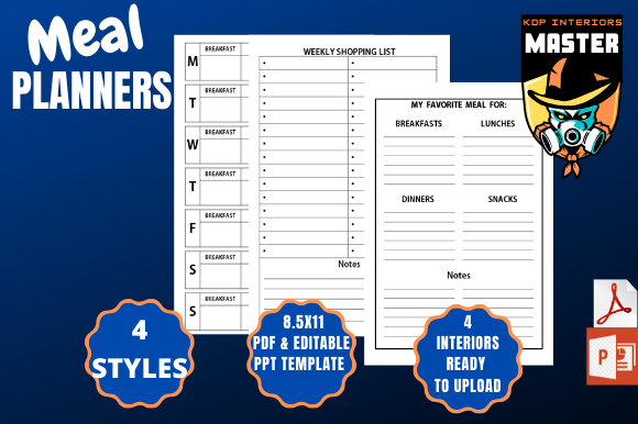Enhance Your Low-Content Book Library with Meal Planners 4 Styles